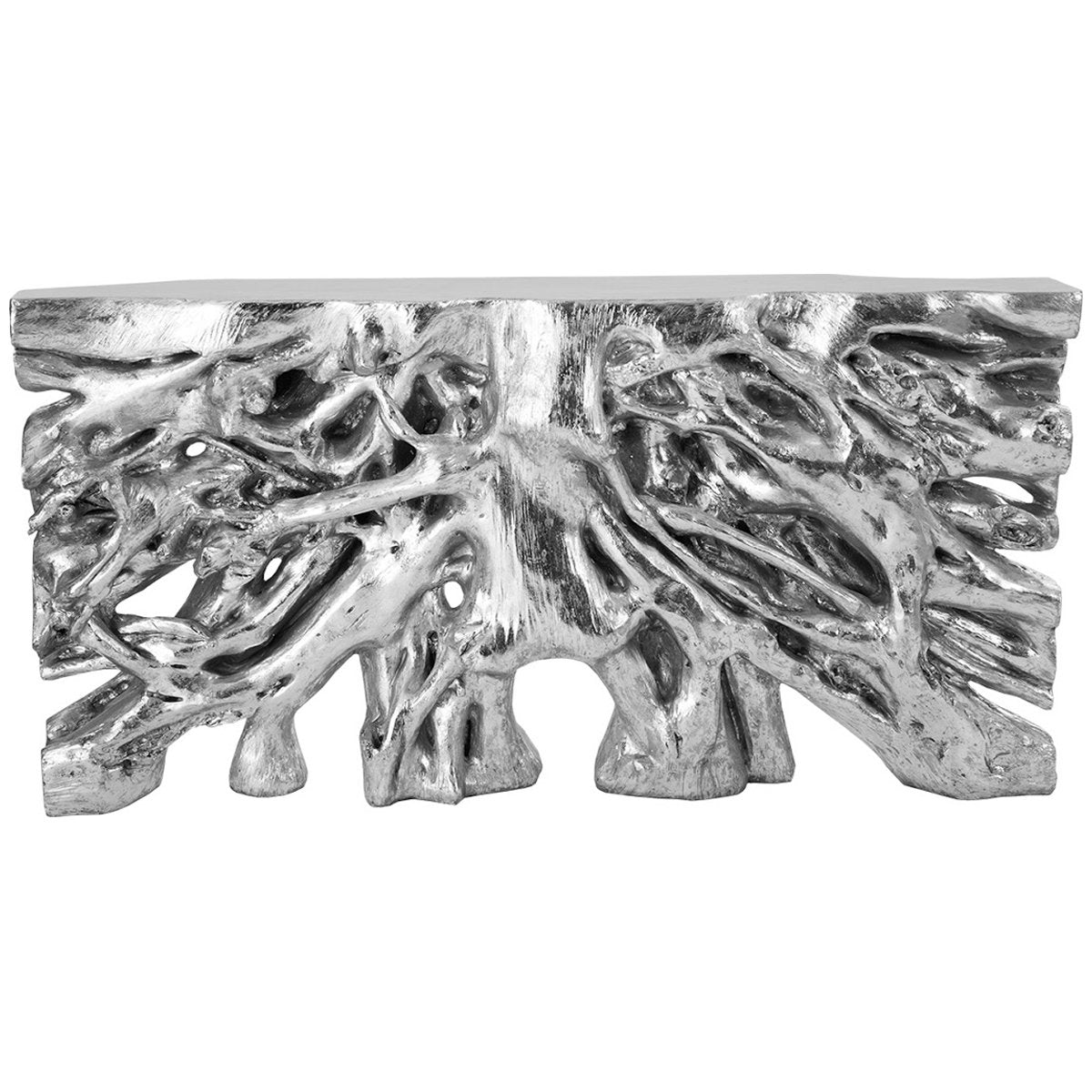 Phillips Collection Square Root Console Table, Silver Leaf