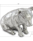 Phillips Collection Sitting Piglet Sculpture, Silver Leaf