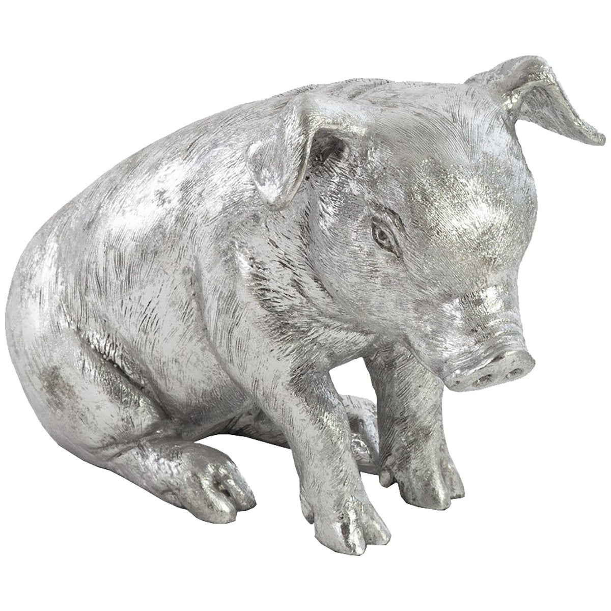 Phillips Collection Sitting Piglet Sculpture, Silver Leaf