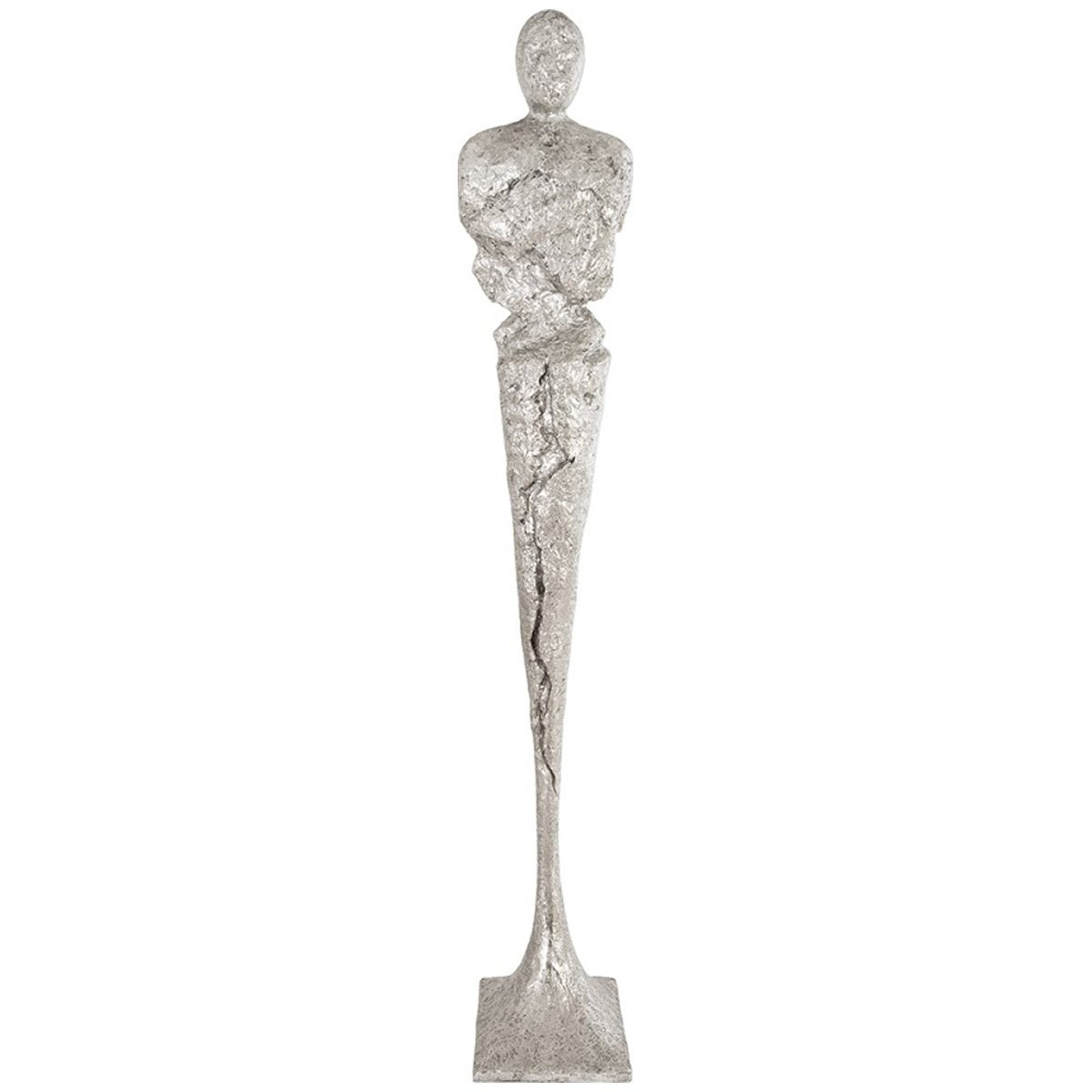 Phillips Collection Tall Chiseled Male Sculpture, Silver Leaf