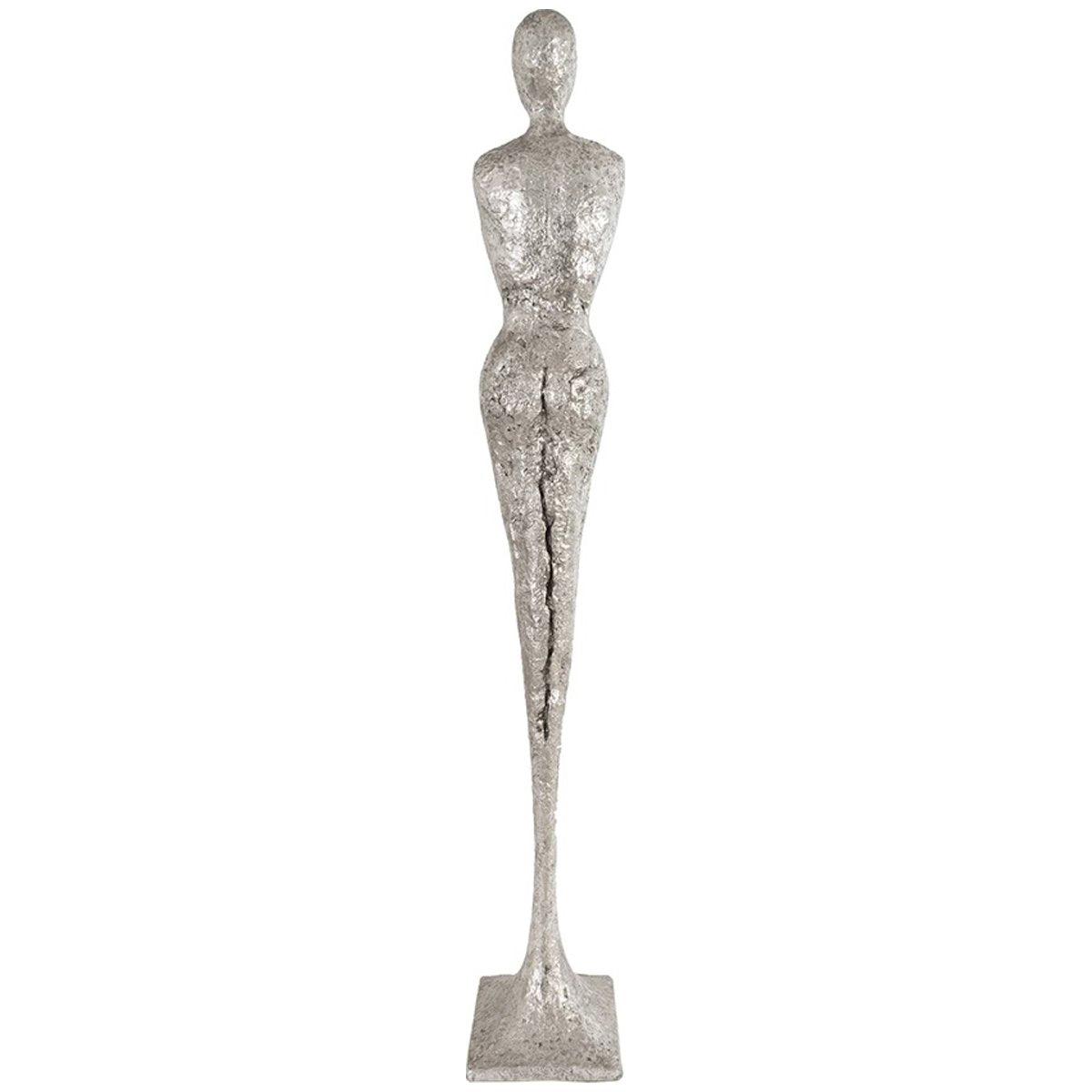 Phillips Collection Tall Chiseled Female Sculpture, Silver Leaf