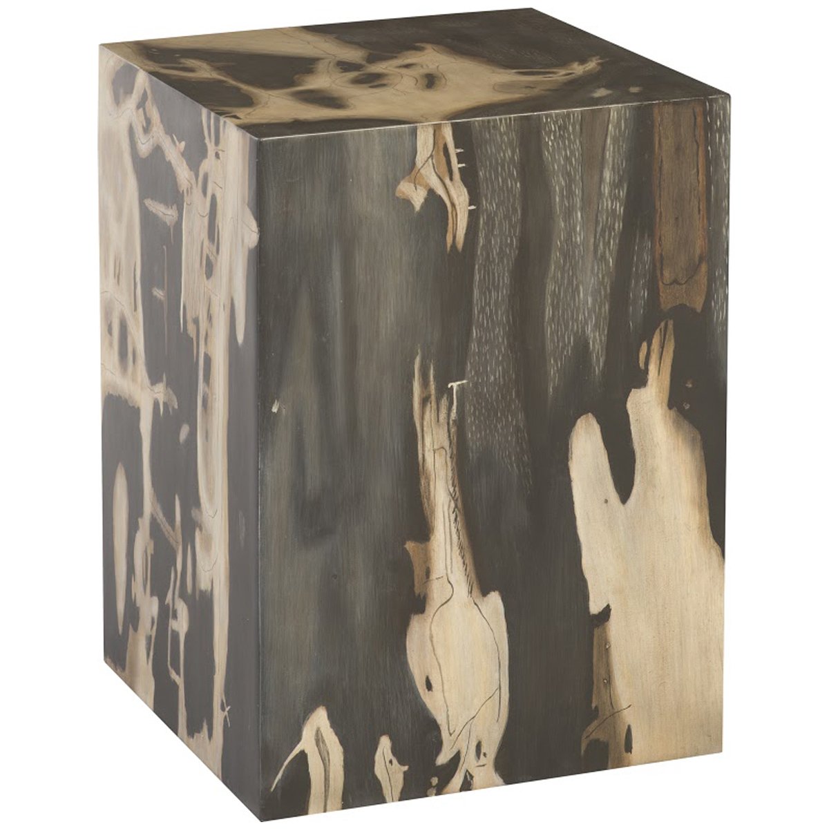 Phillips Collection Patterned Square Cast Petrified Wood Stool