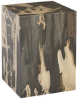 Phillips Collection Patterned Square Cast Petrified Wood Stool