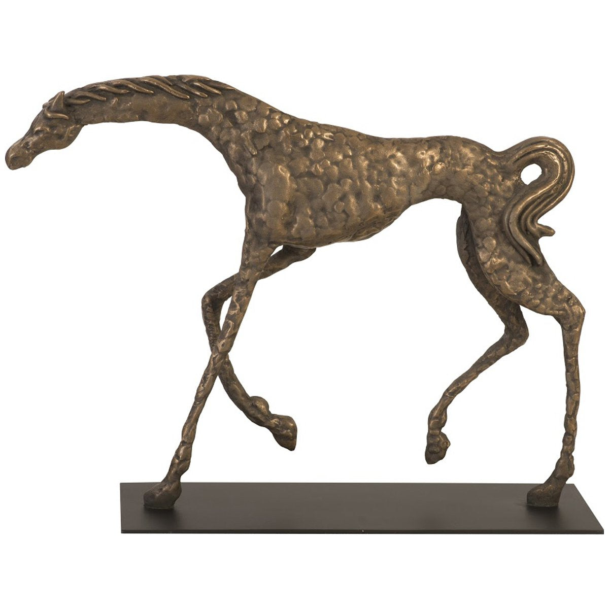 Phillips Collection Prancing Horse Sculpture on Black Metal Base