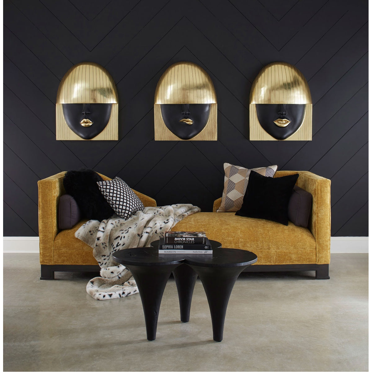 Phillips Collection Fashion Faces Pout Black and Gold Wall Art