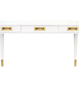 Worlds Away Plato Three Drawers Desk in Matte White Lacquer