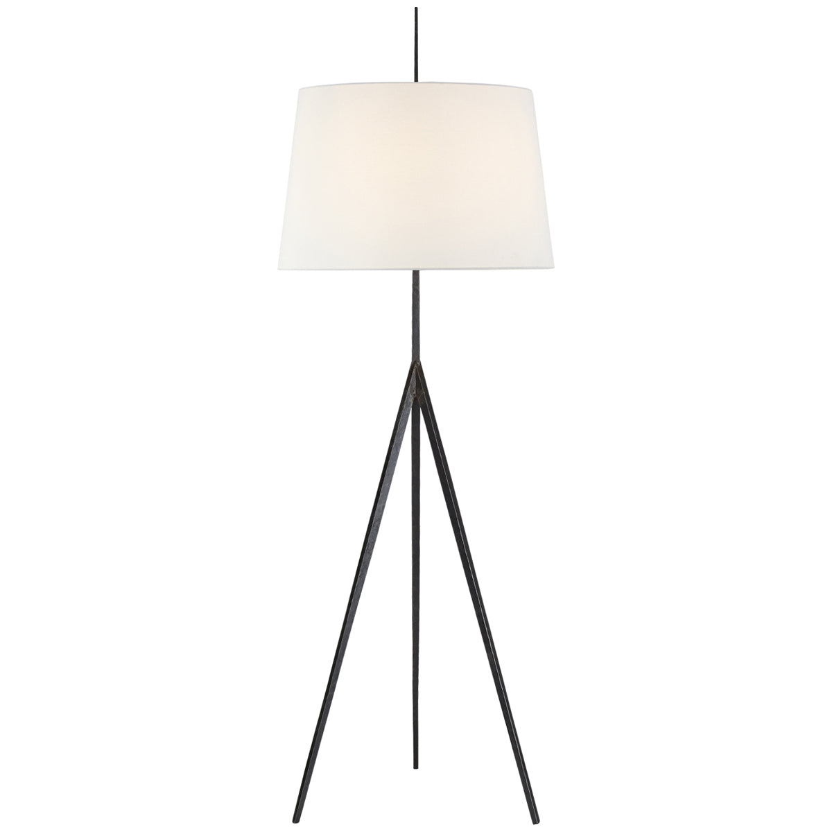 Visual Comfort Triad Hand-Forged Floor Lamp with Linen Shade