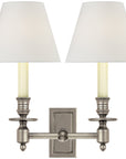 Visual Comfort French Double Library Sconce with Linen Shades