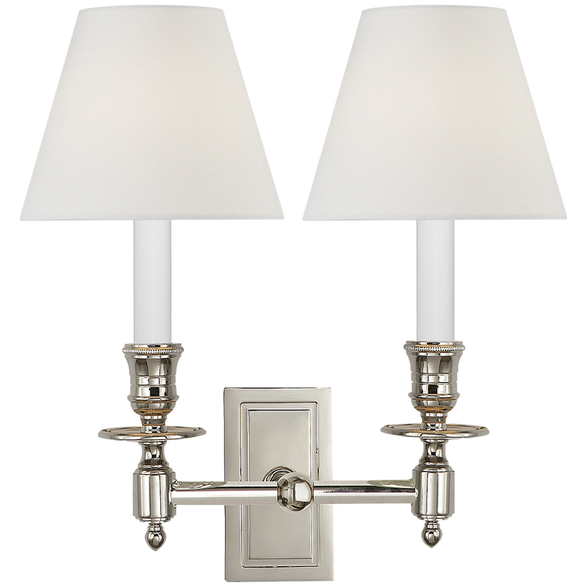 Visual Comfort French Double Library Sconce with Linen Shades