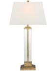 Visual Comfort Wright Table Lamp with Linen Shade and Glass
