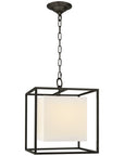 Visual Comfort Caged Small Lantern with Linen Shade