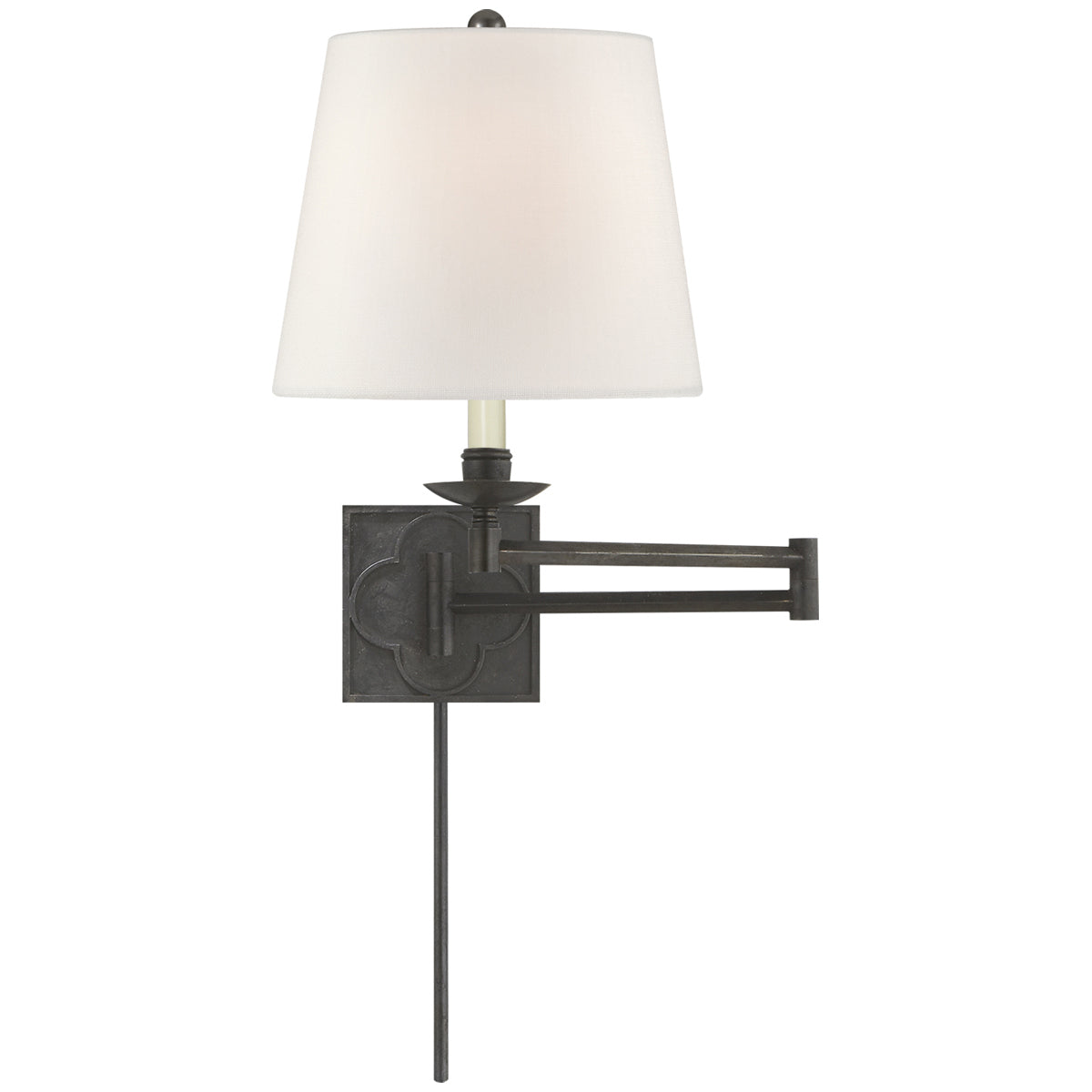 Visual Comfort Griffith Swing Arm Sconce with Linen Shade