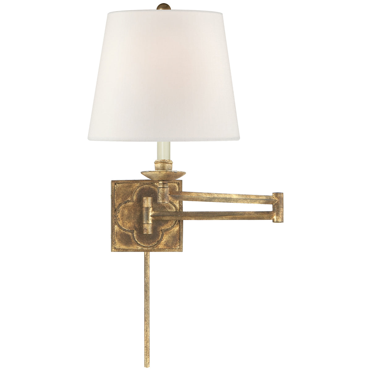 Visual Comfort Griffith Swing Arm Sconce with Linen Shade