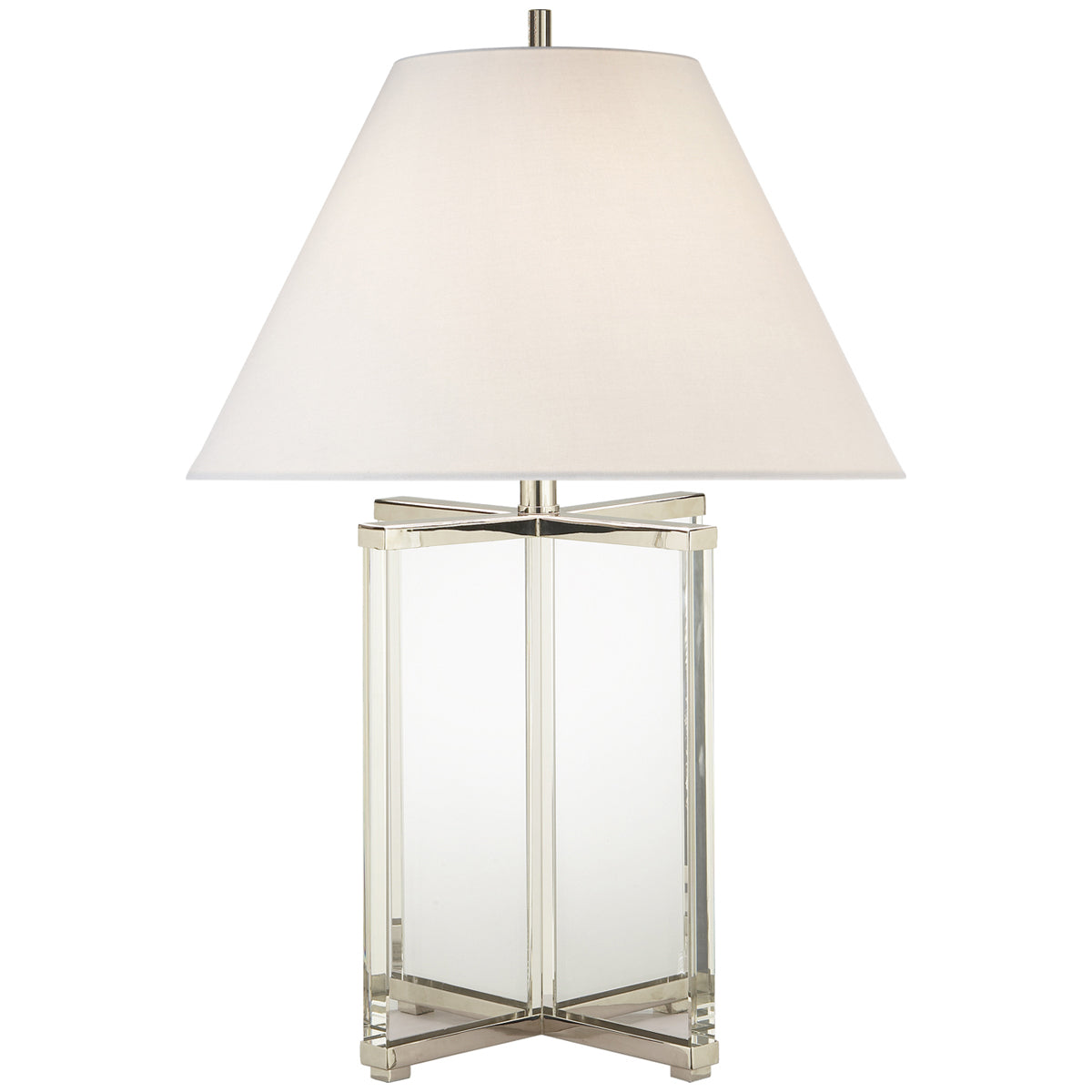 Visual Comfort Cameron Crystal Table Lamp with Linen Shade
