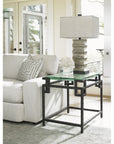 Tommy Bahama Island Fusion Black Hermes Reef Glass Top End Table
