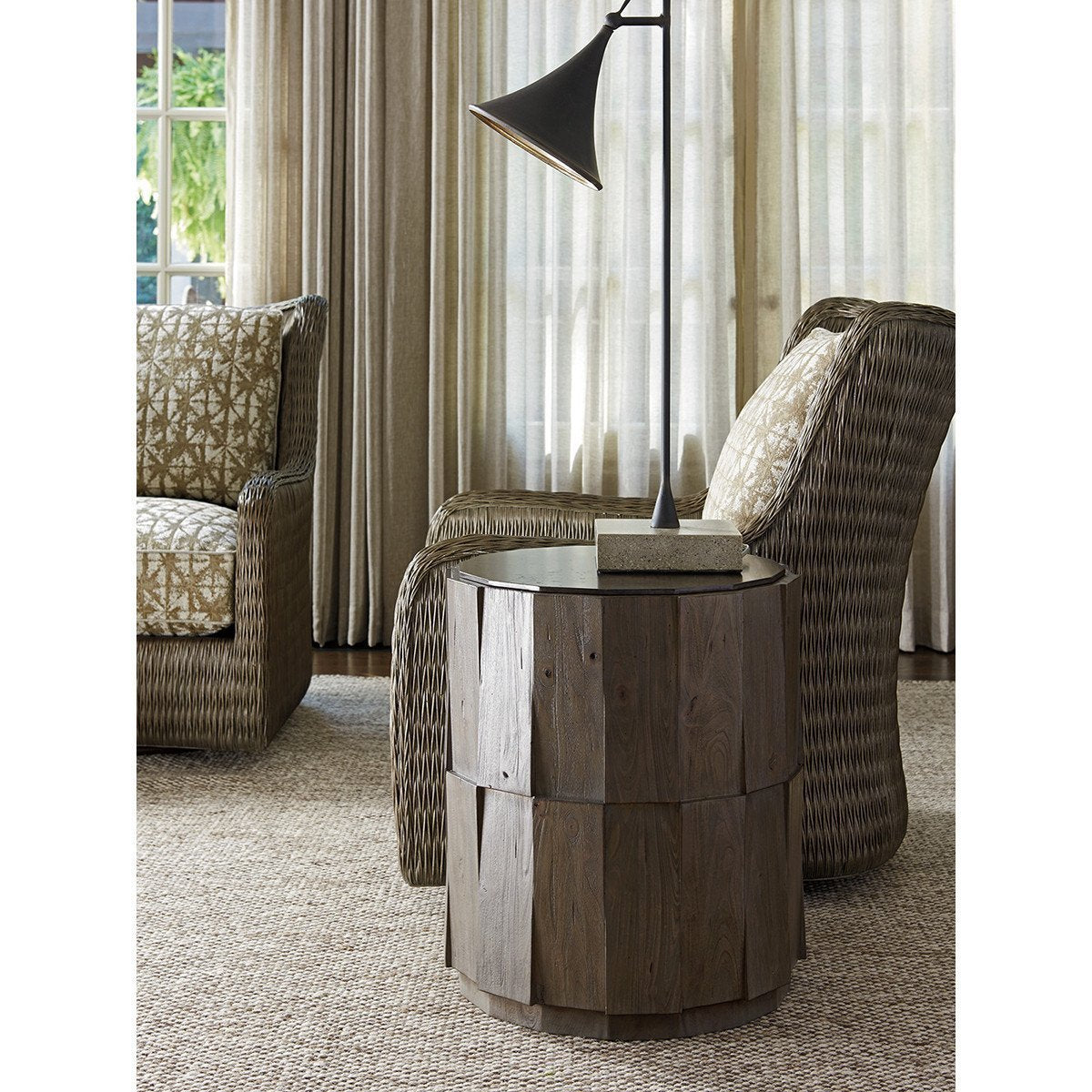 Tommy Bahama Cypress Point Everett Round Travertine End Table