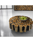 Phillips Collection Boscage Round Coffee Table on Black Metal Legs