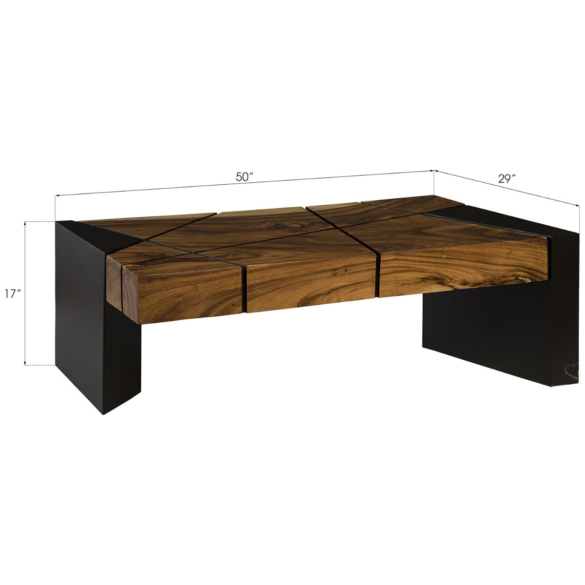 Phillips Collection Criss Cross Coffee Table on Black Iron Legs