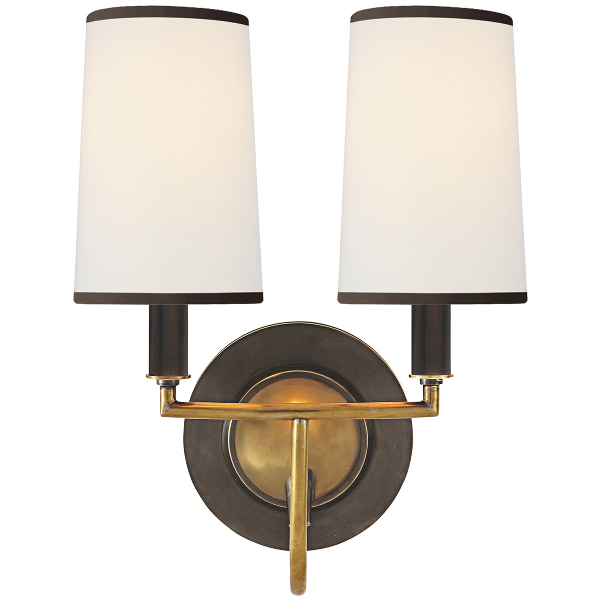 Visual Comfort Elkins Double Sconce with Linen Shade