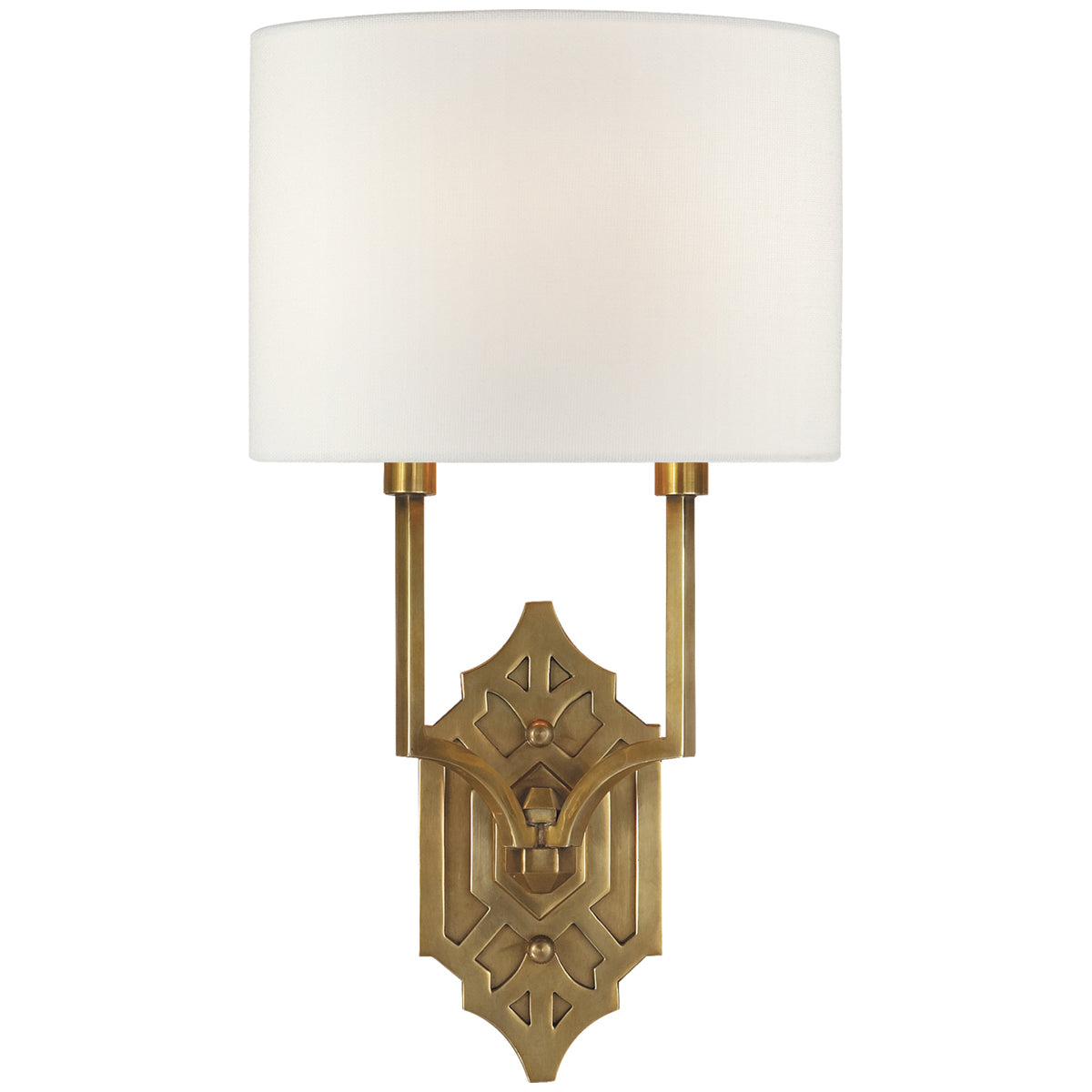 Visual Comfort Silhouette Fretwork Sconce with Linen Shade