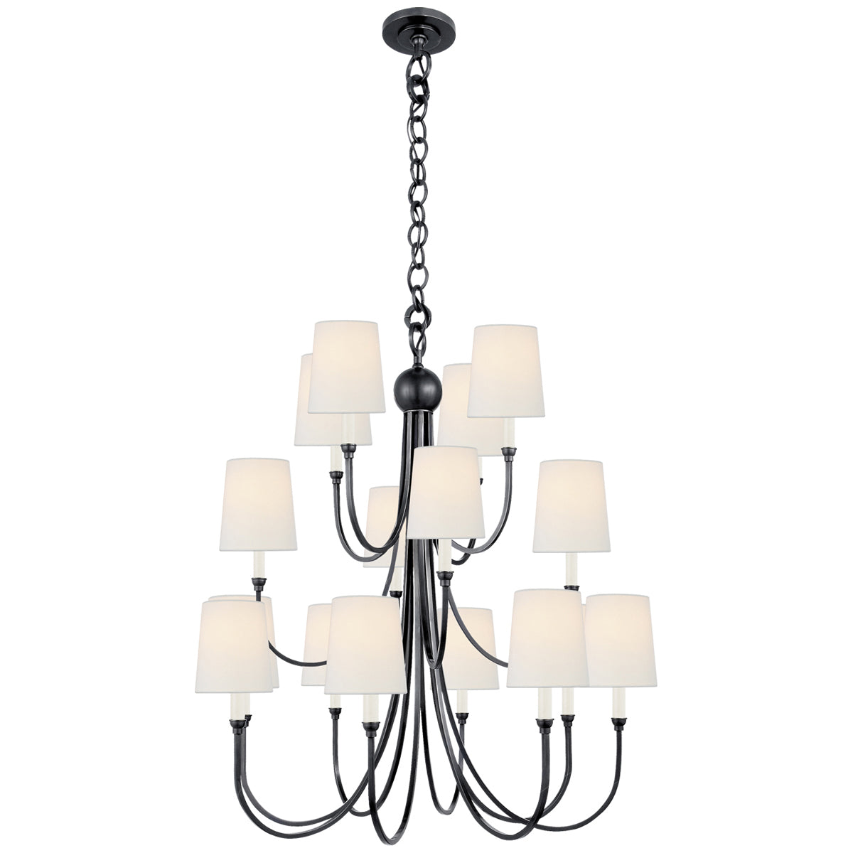 Visual Comfort Reed Extra Large Chandelier with Linen Shades