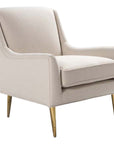 Worlds Away Wrenn Lounge Chair with Brass Legs