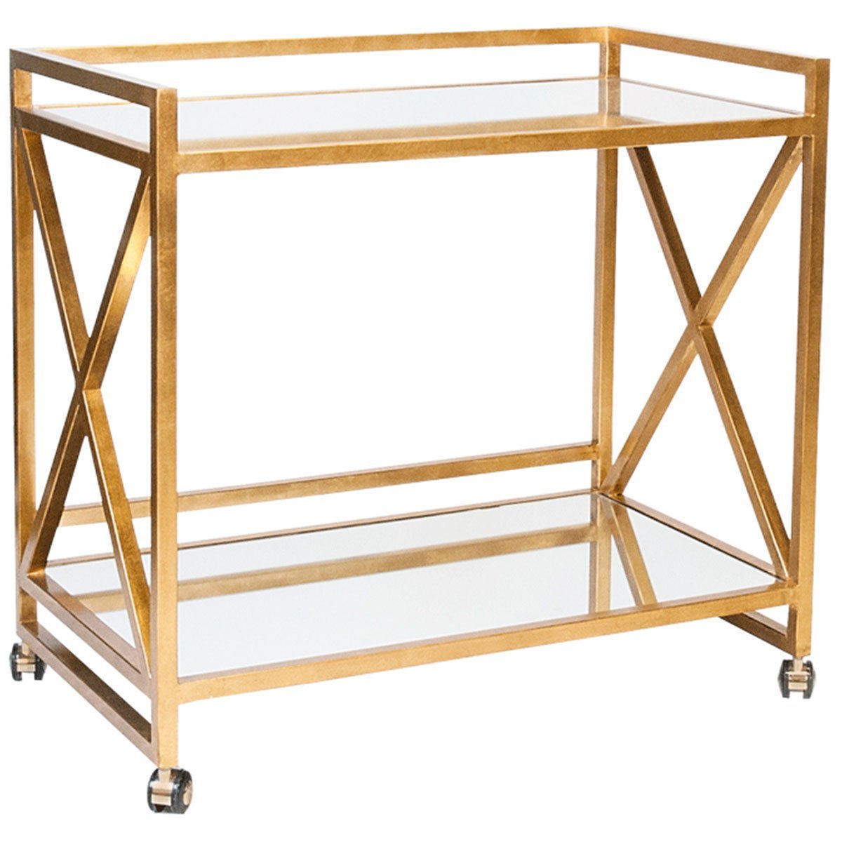 Worlds Away &quot;X&quot; Bar Cart with Mirrored Tops GERARD G