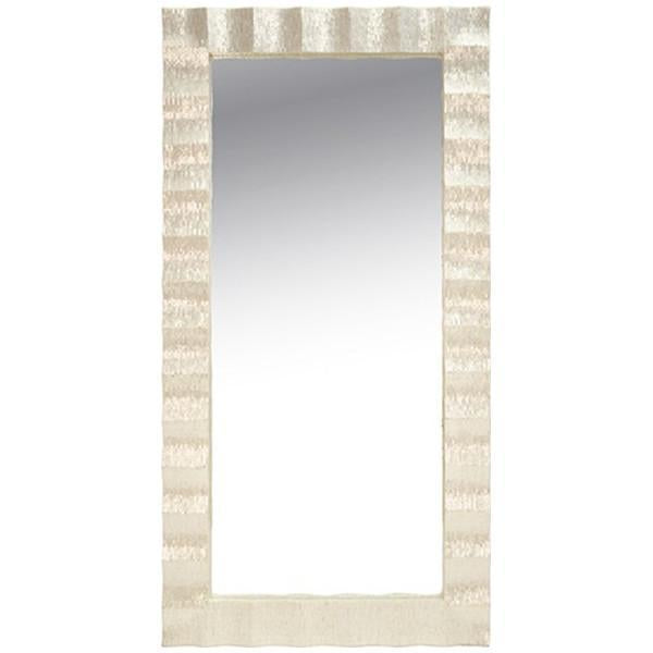 Worlds Away Rectangle Floor Mirror with Pearlized Capiz Scallop Frame