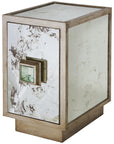 Worlds Away Antique Mirror and One Door Side Table Cabinet SAVANNAH G