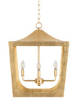 Worlds Away Modern Pagoda Lantern with 4-Light Gold Leaf Cluster