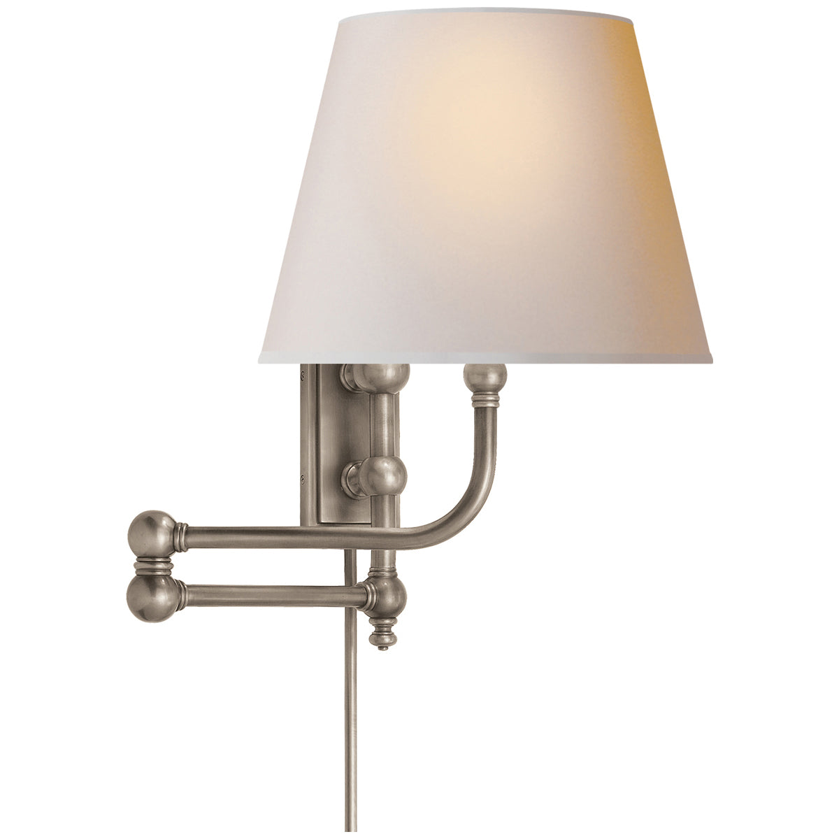 Visual Comfort Pimlico Swing Arm Sconce with Natural Paper Shade