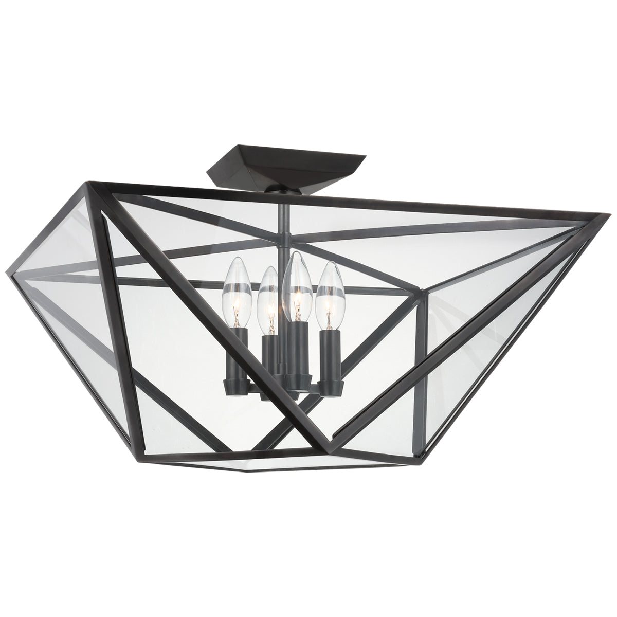 Visual Comfort Lorino Large Semi-Flush Mount with Clear Glass