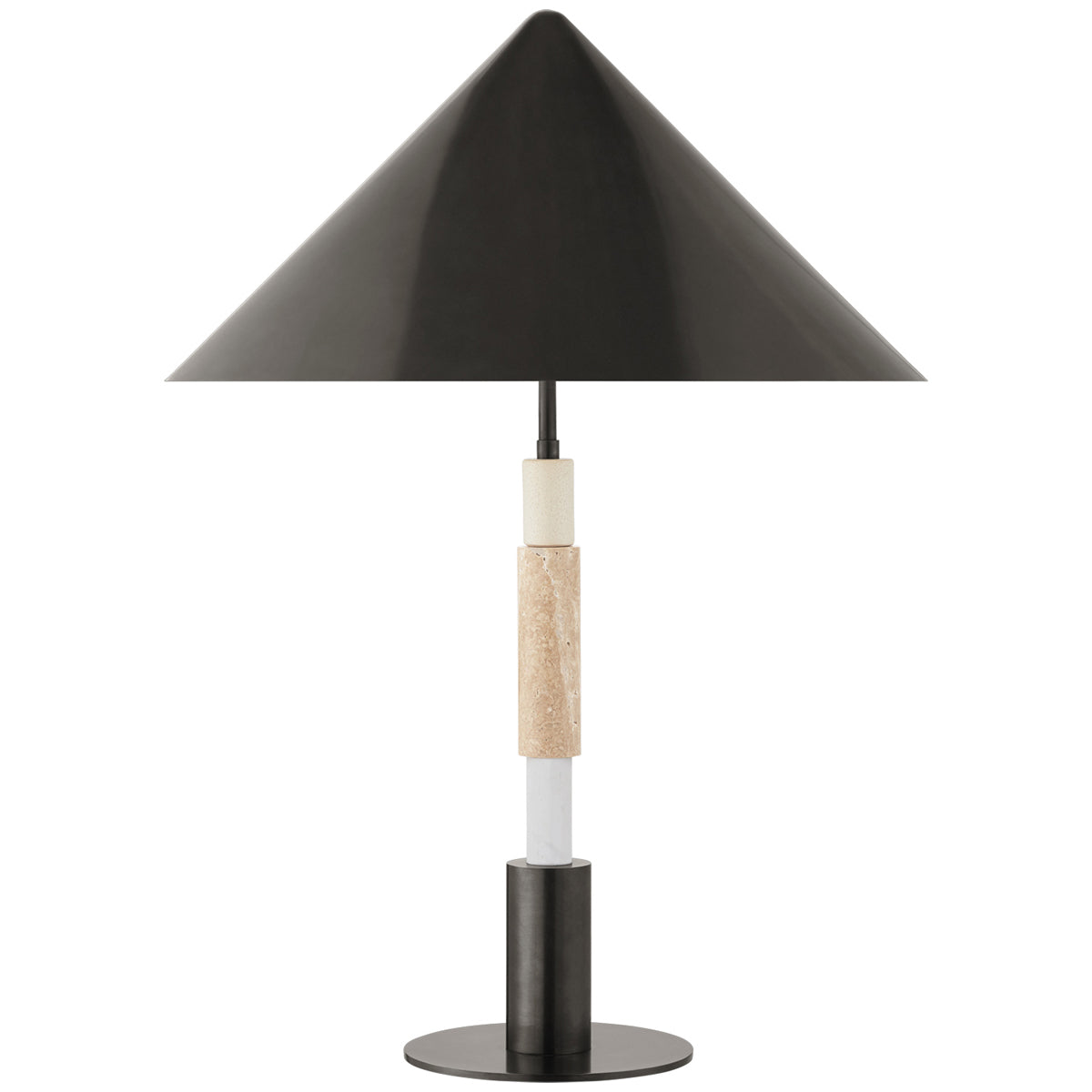 Visual Comfort Mira Medium Stacked Table Lamp, Travertine with Bronze