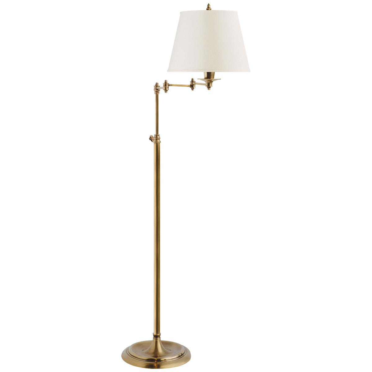 Visual Comfort Triple Swing Arm Floor Lamp with Linen Shade