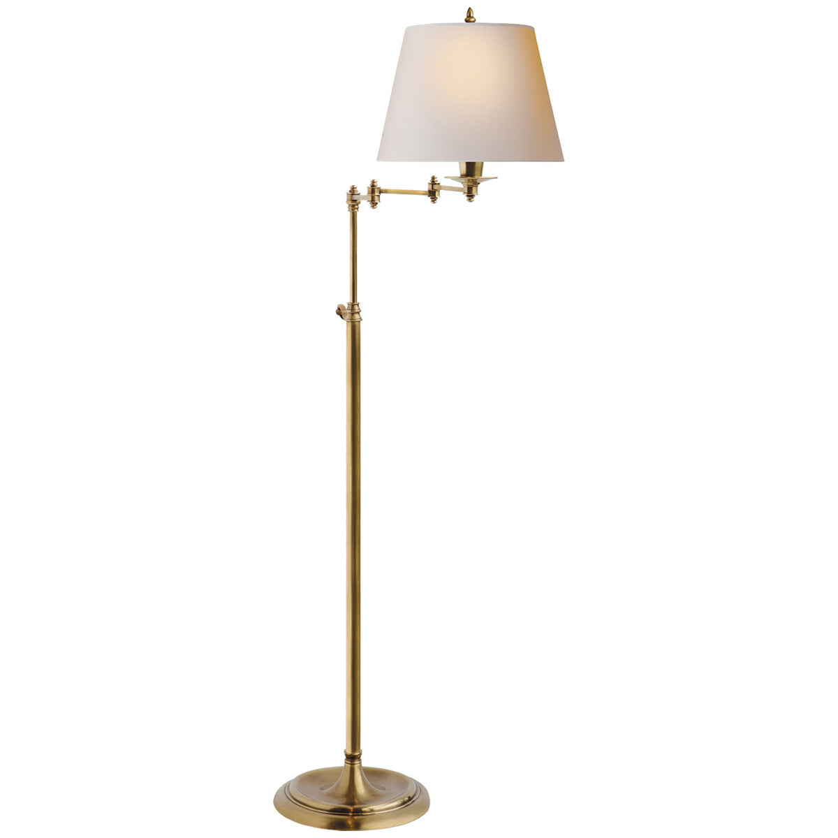 Visual Comfort Triple Swing Arm Floor Lamp with Natural Paper Shade
