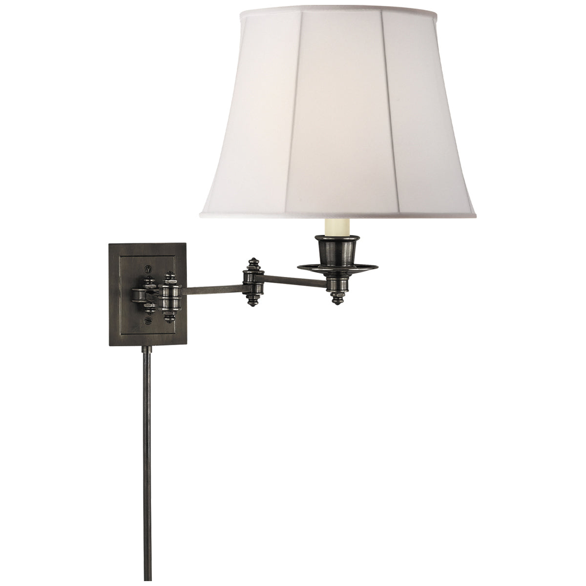 Visual Comfort Triple Swing Arm Wall Lamp with Linen Shade