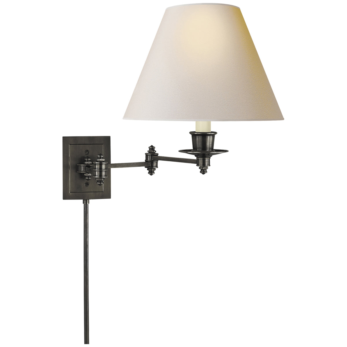 Visual Comfort Triple Swing Arm Wall Lamp with Natural Paper Shade