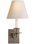 Visual Comfort Single Swing Arm Sconce with Natural Paper Shade