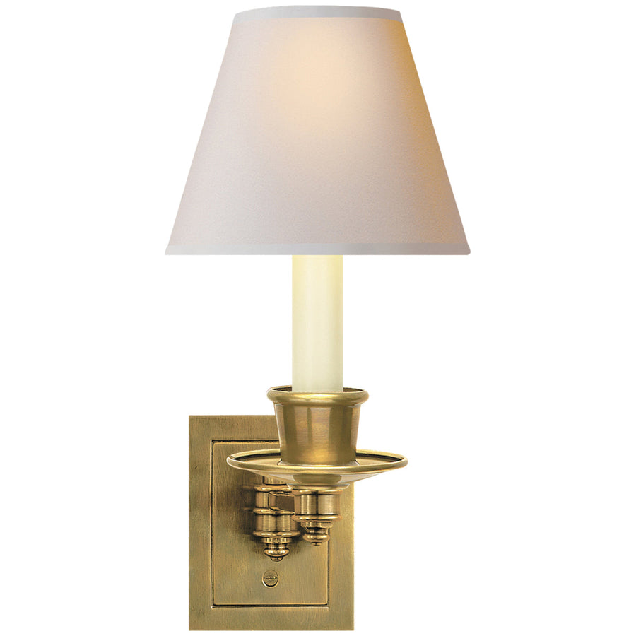 Visual Comfort Single Swing Arm Sconce with Natural Paper Shade