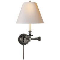 Visual Comfort Candlestick Swing Arm Sconce with Natural Paper Shade