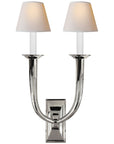 Visual Comfort French Deco Horn Double Sconce with Natural Paper Shade