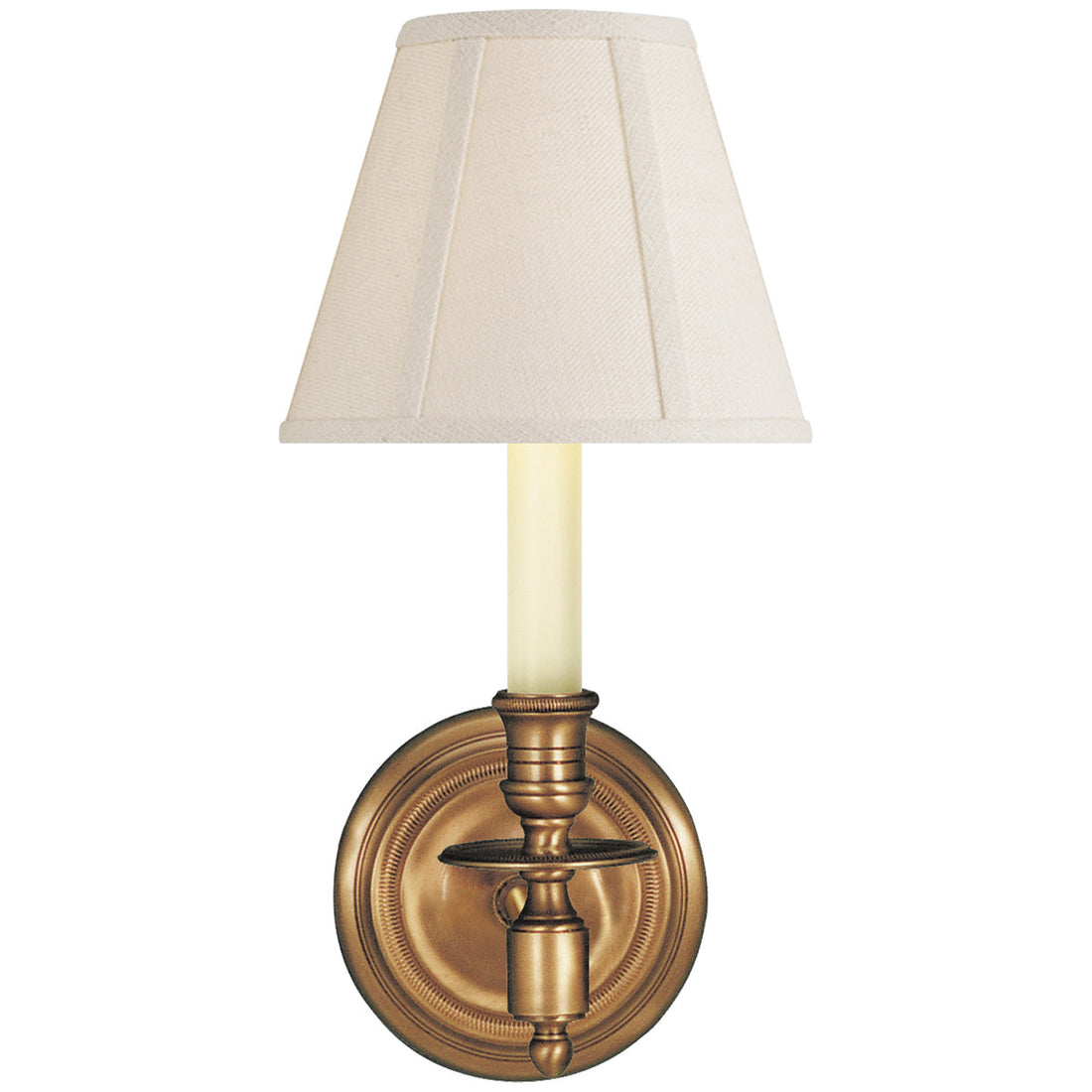 Visual Comfort French Single Sconce with Linen Shade