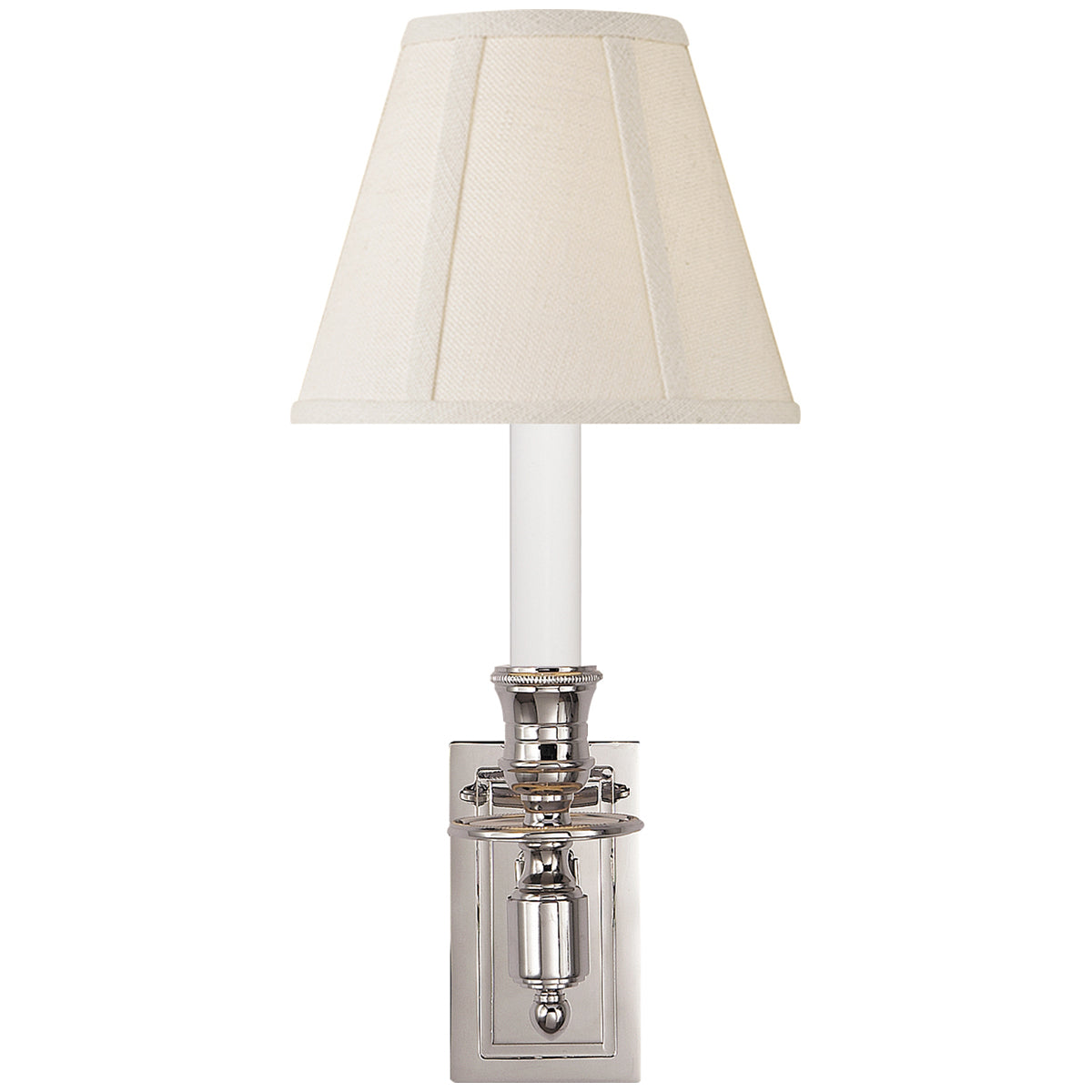 Visual Comfort French Single Library Sconce with Linen Shade