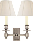 Visual Comfort French Double Library Sconce with Linen Shade