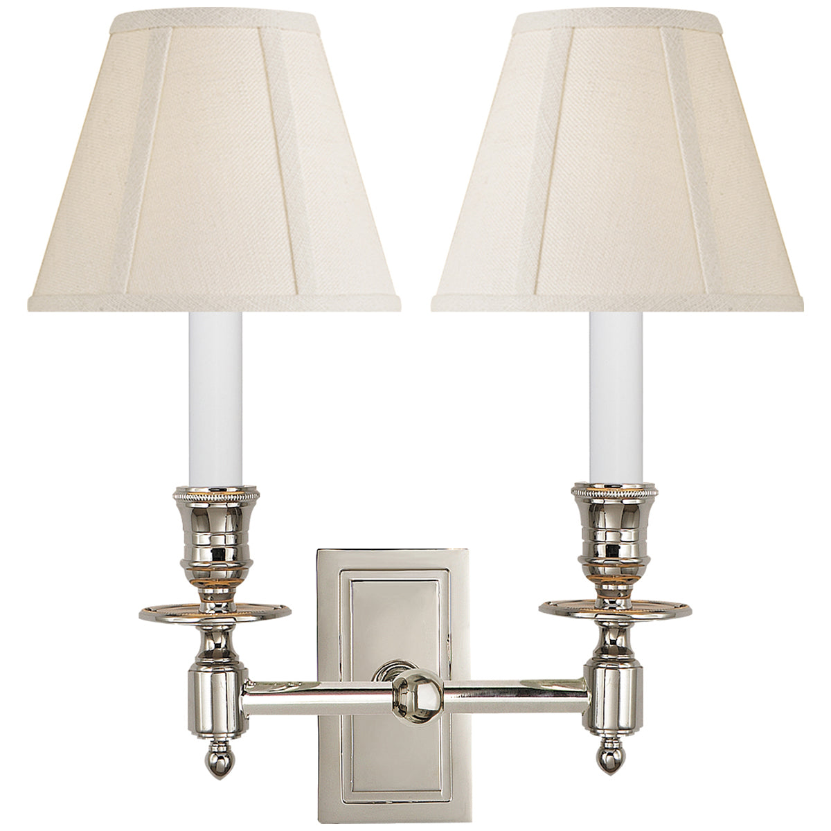 Visual Comfort French Double Library Sconce with Linen Shade