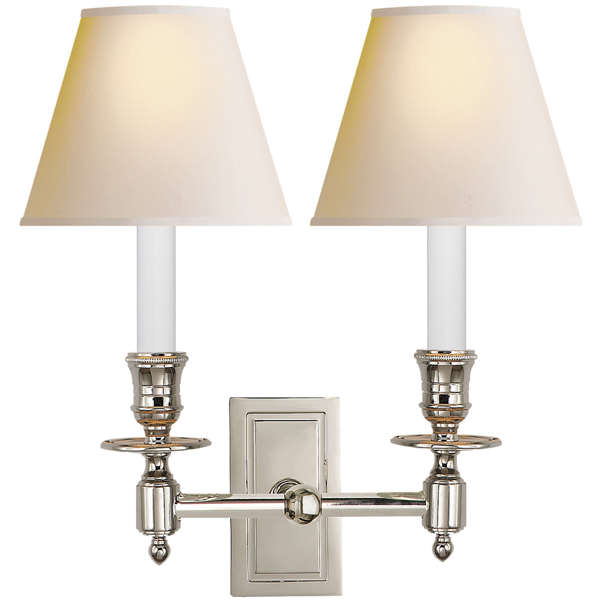 Visual Comfort French Double Library Sconce with Natural Paper Shade