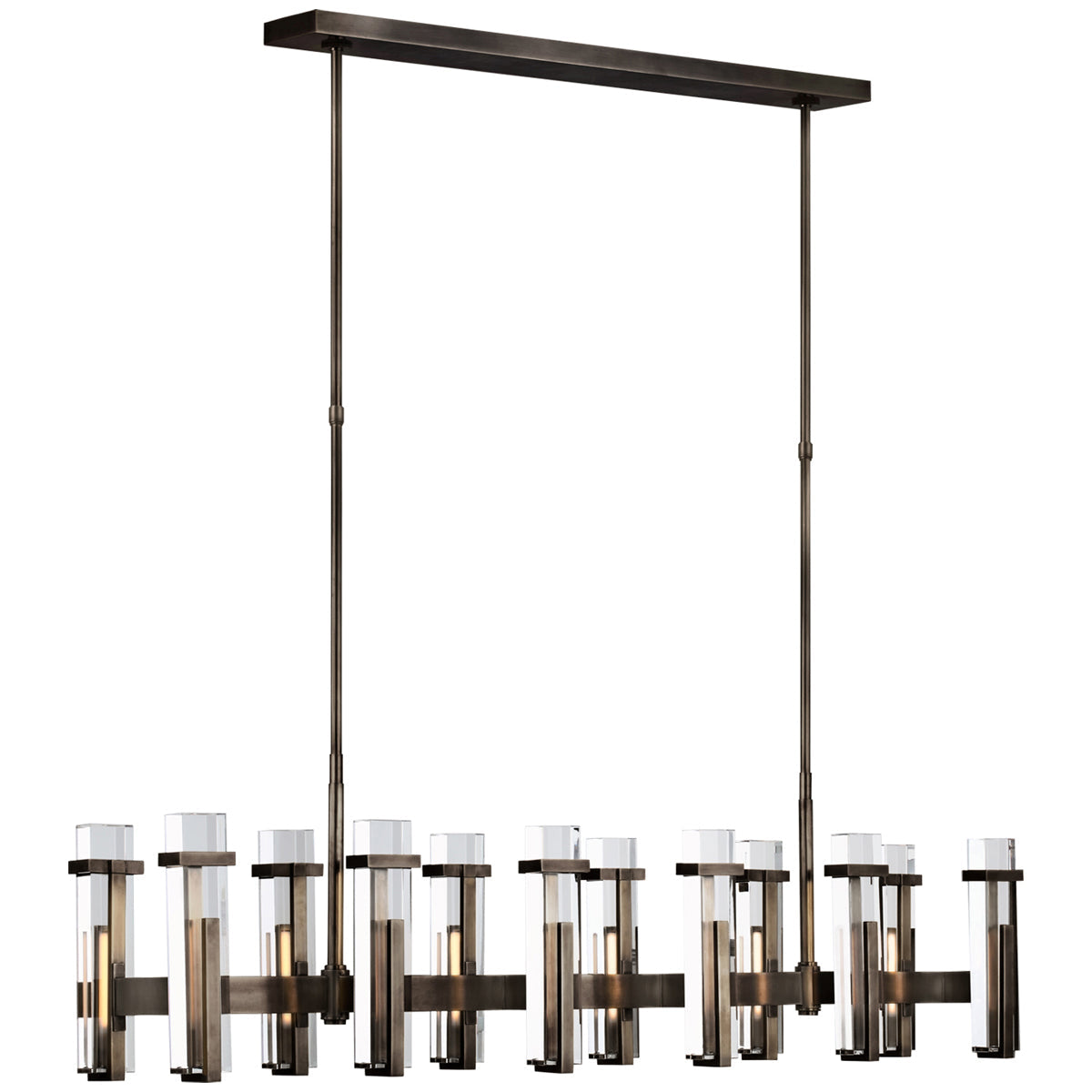 Visual Comfort Malik Large Linear Chandelier with Crystal