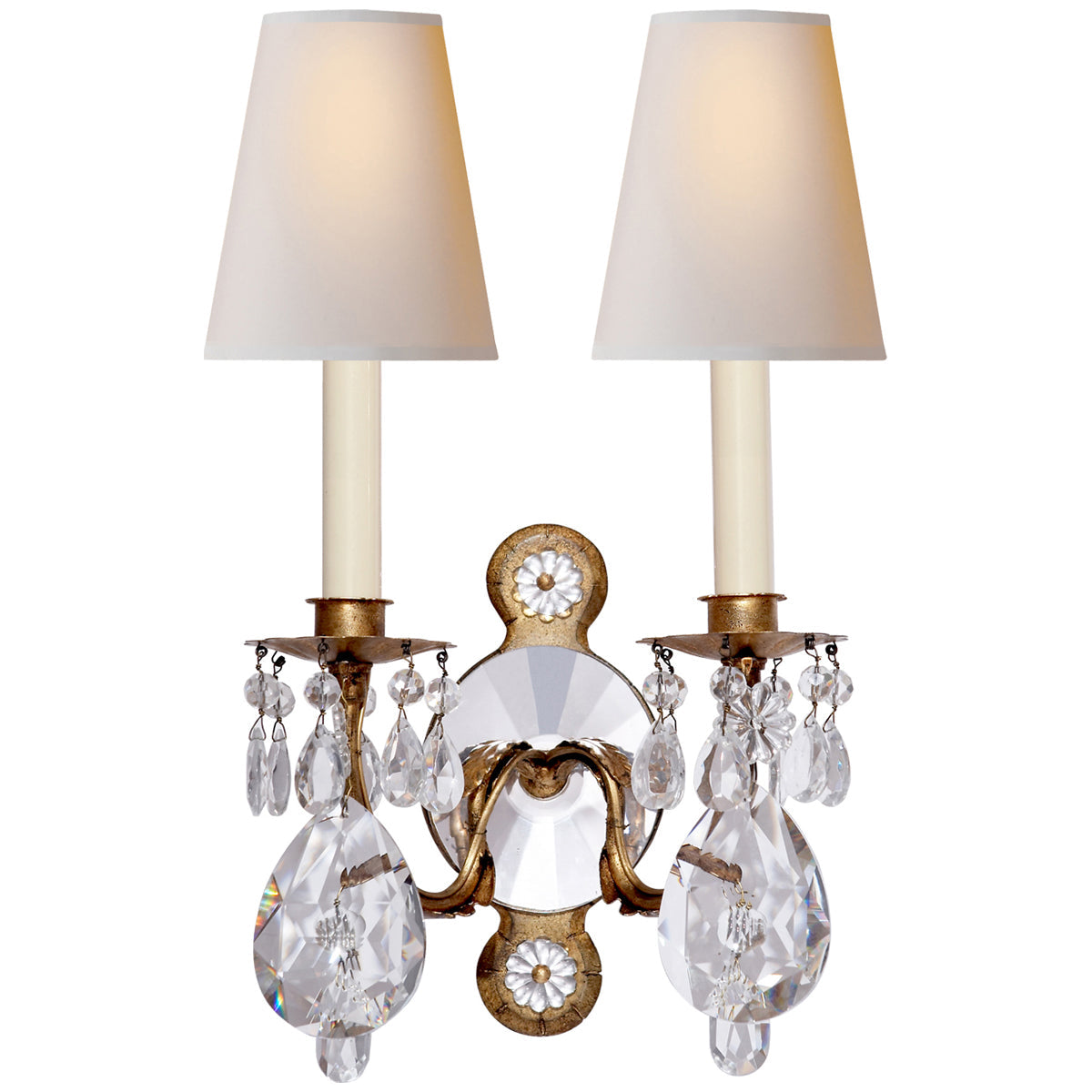 Visual Comfort Yves Crystal Double Arm Sconce