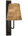 Visual Comfort Rui Tall Sconce with Natural Wicker Shade