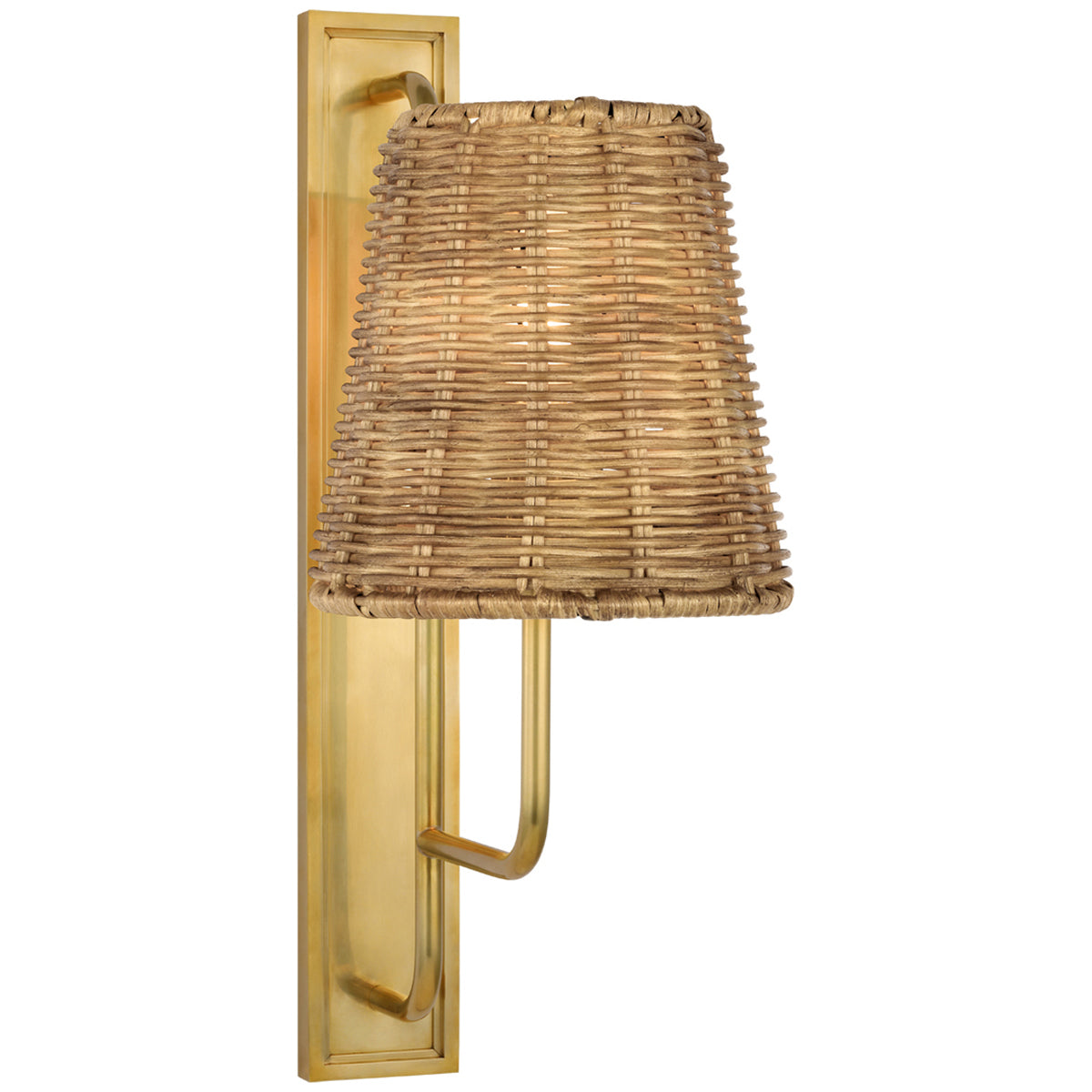 Visual Comfort Rui Tall Sconce with Natural Wicker Shade